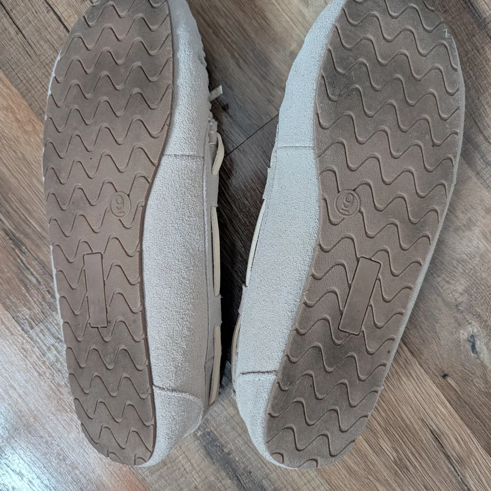 Women's Cream Moccasin Slippers - Picture 2 of 3